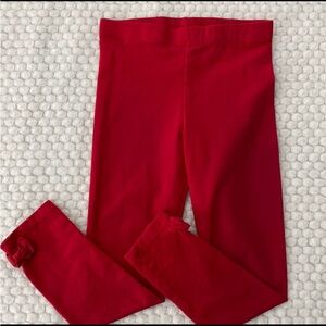Girls Red Leggings with Bow Hem Size 5